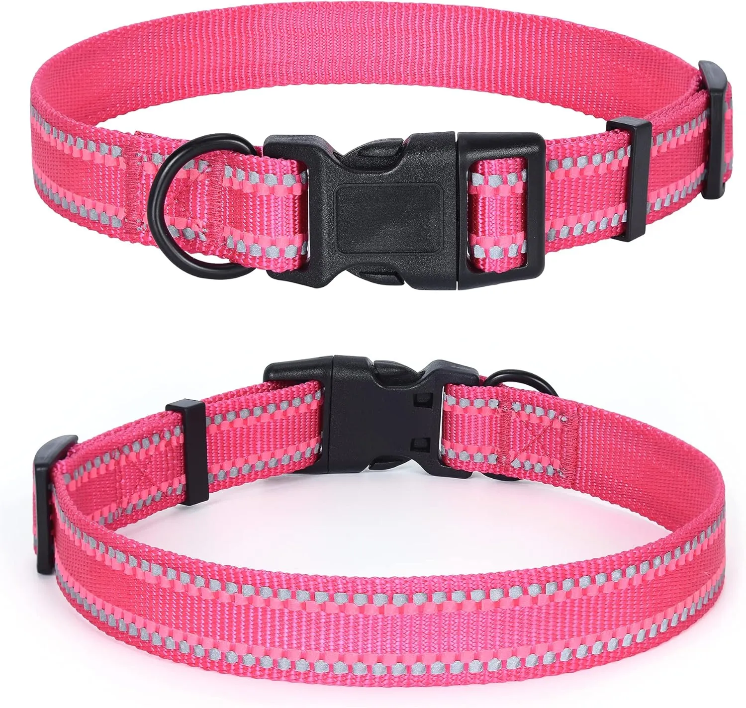 Mile High Life Nylon Night Light Glow Collar, Reflective Light Up Dog Collar, Fluorescent Self-Luminescent Strap for Small Medium Large Dogs (Pink, XS Neck9-13")