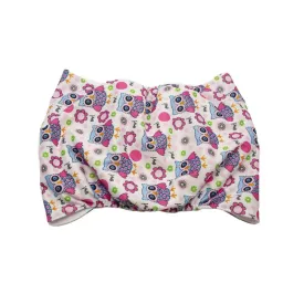 Misoko Washable, Size Adjustable, Puppy Training, High Absorbency Diaper for Male Dogs, with owls