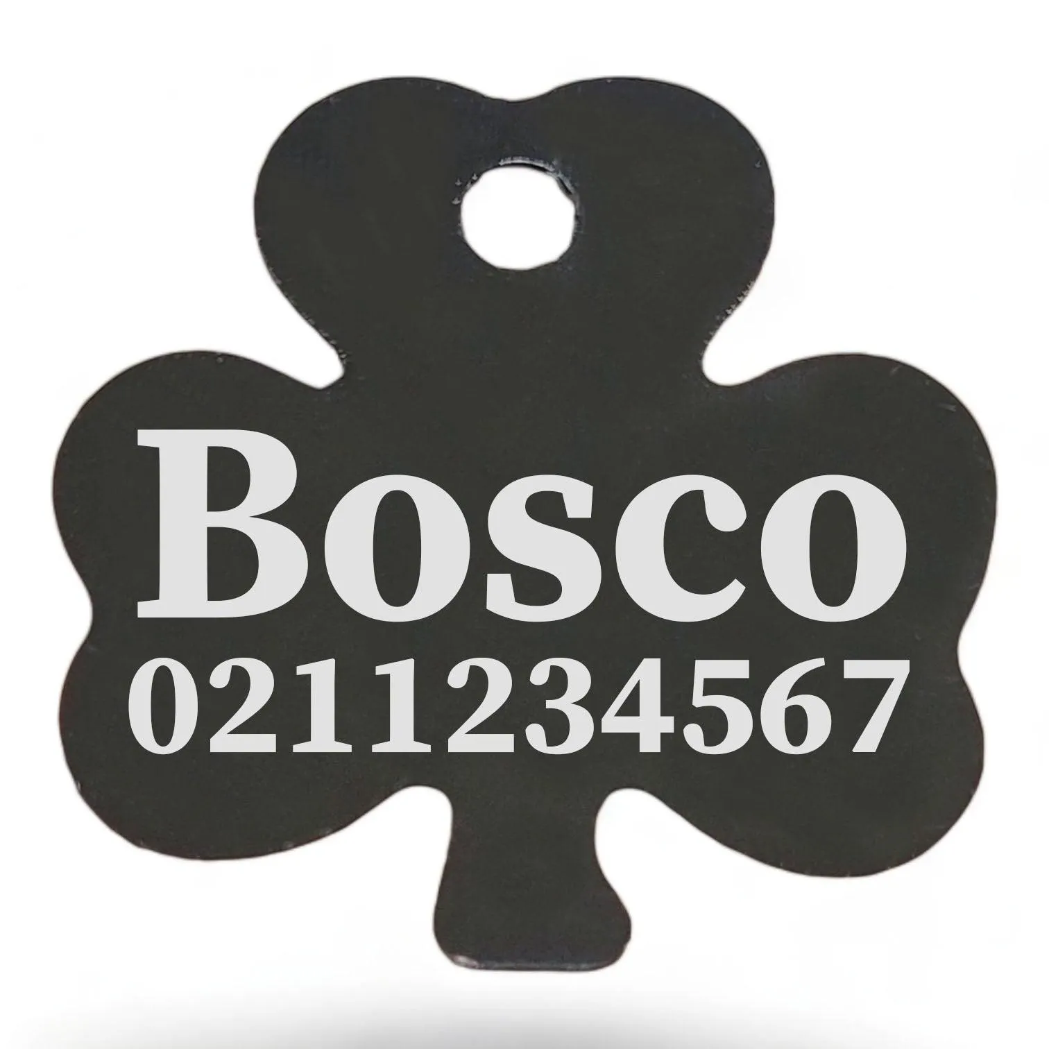 Name & Number Front | Shamrock Aluminum | Cat, Kitten & Dog ID Pet Tag
