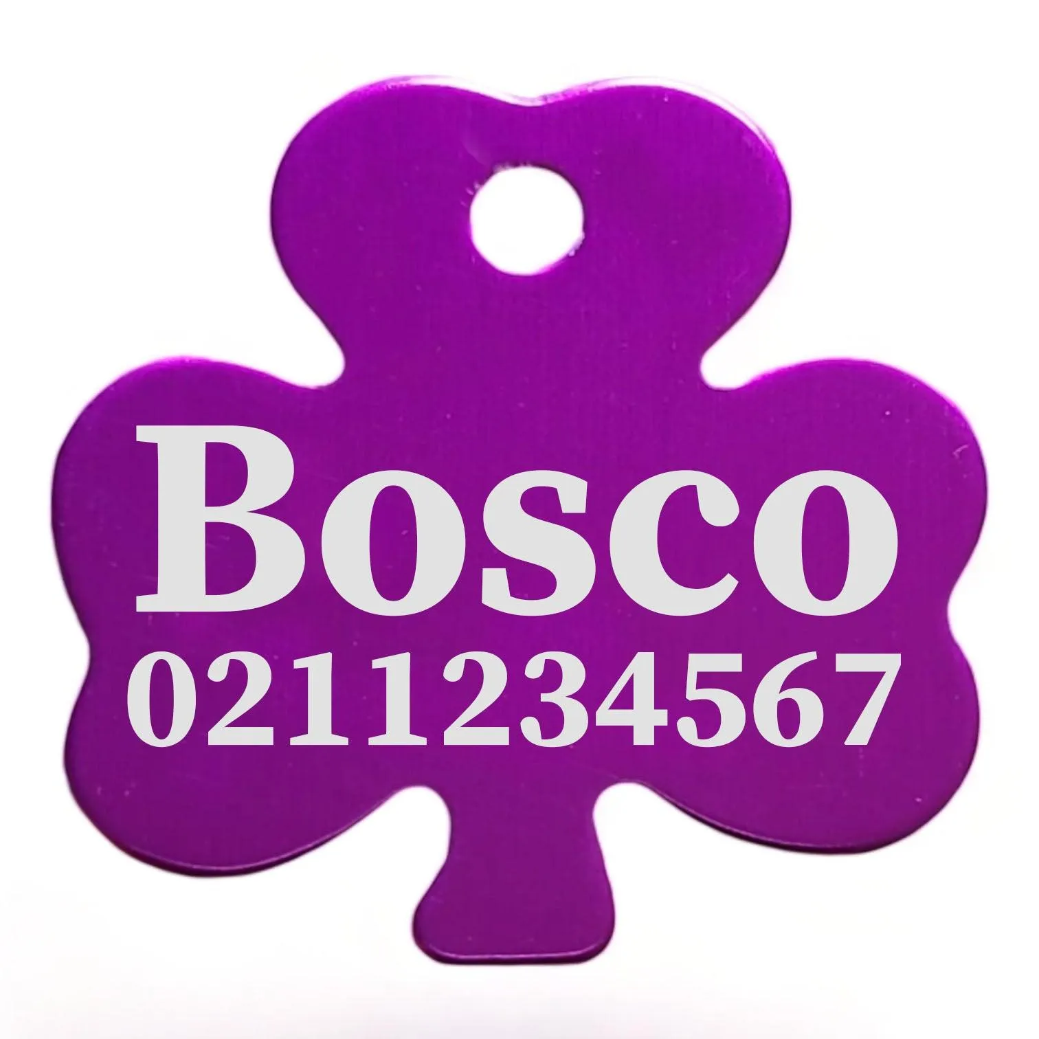 Name & Number Front | Shamrock Aluminum | Cat, Kitten & Dog ID Pet Tag