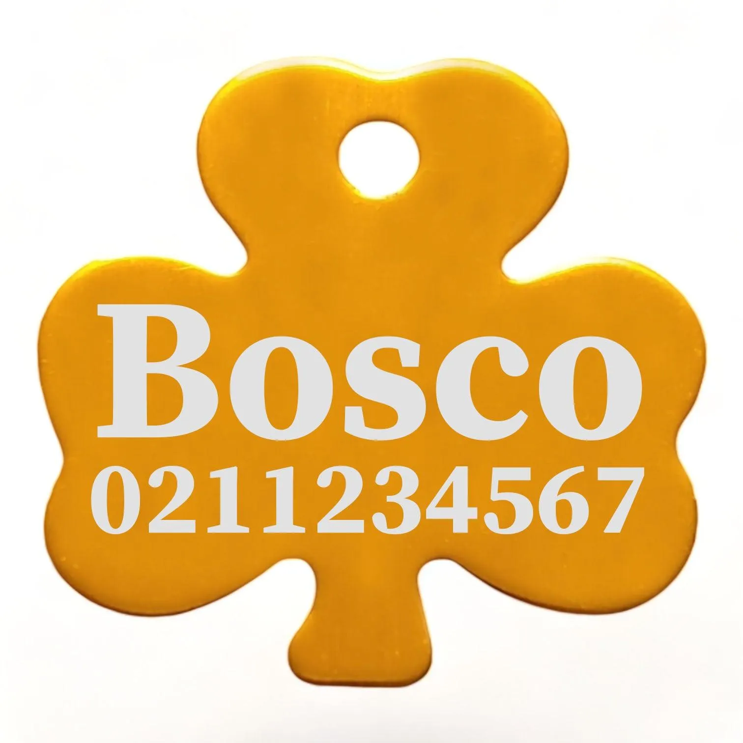 Name & Number Front | Shamrock Aluminum | Cat, Kitten & Dog ID Pet Tag