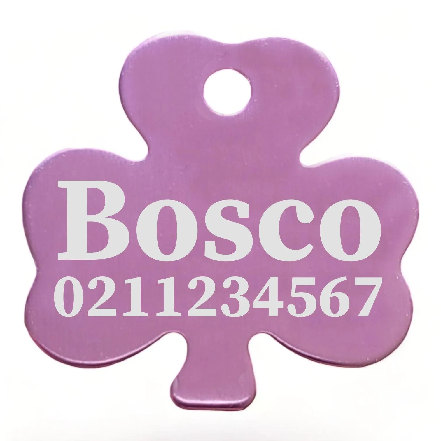 Name & Number Front | Shamrock Aluminum | Cat, Kitten & Dog ID Pet Tag