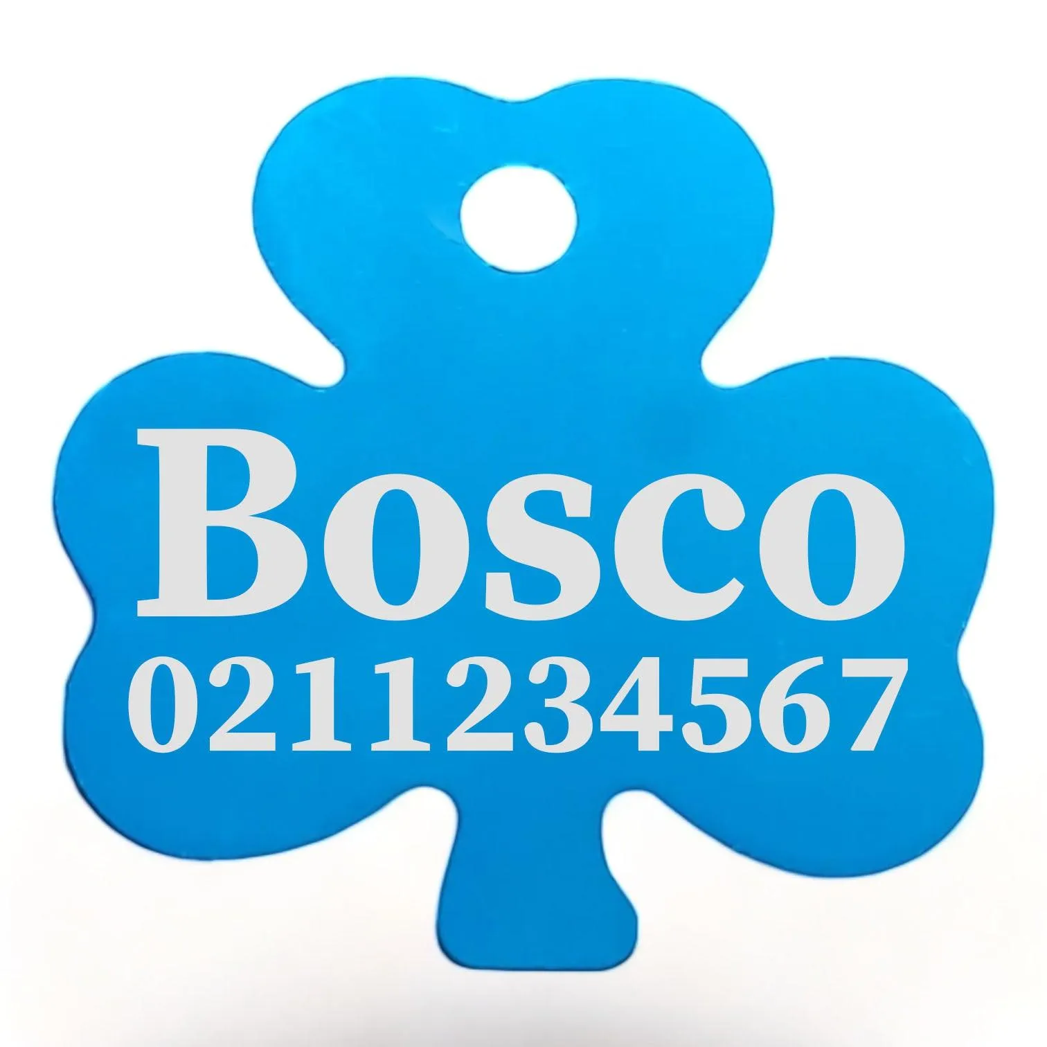 Name & Number Front | Shamrock Aluminum | Cat, Kitten & Dog ID Pet Tag