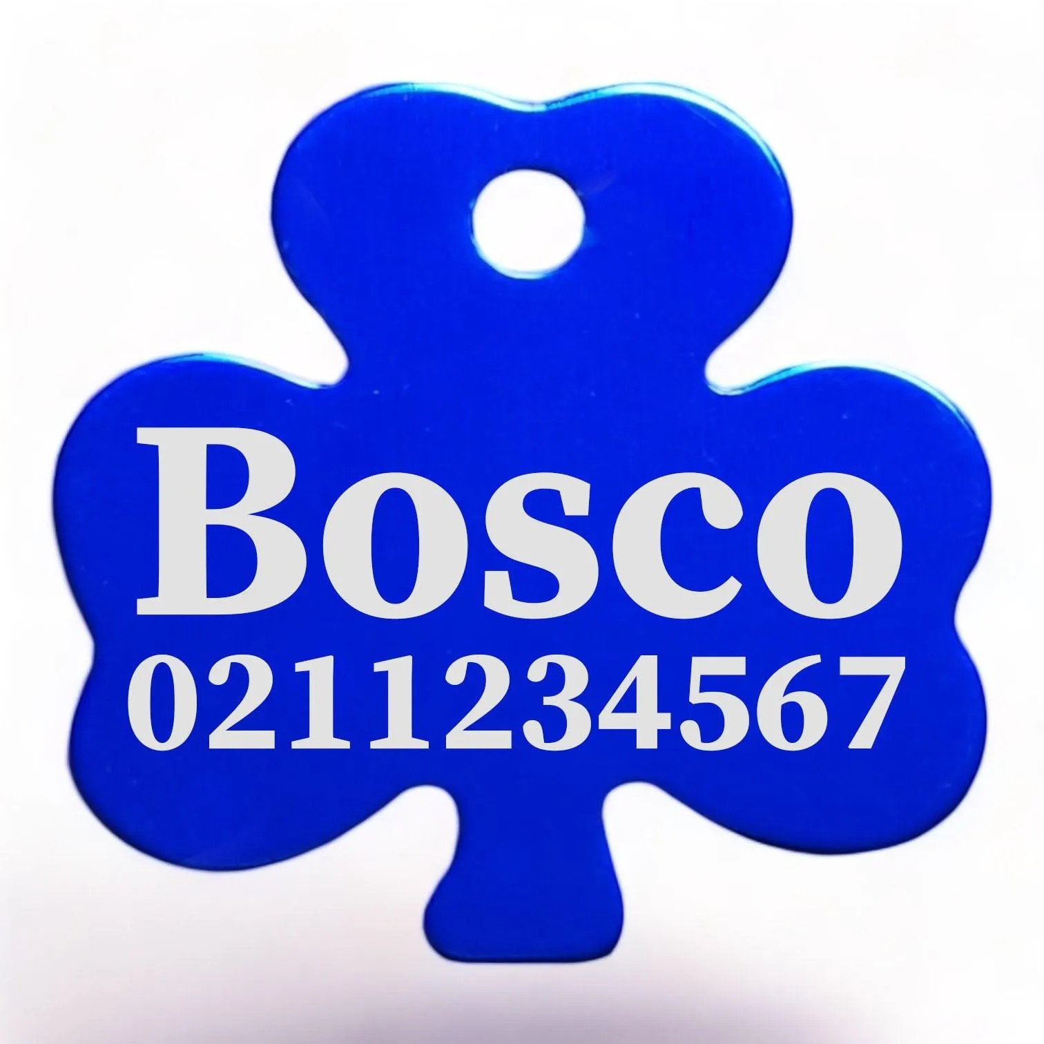 Name & Number Front | Shamrock Aluminum | Cat, Kitten & Dog ID Pet Tag