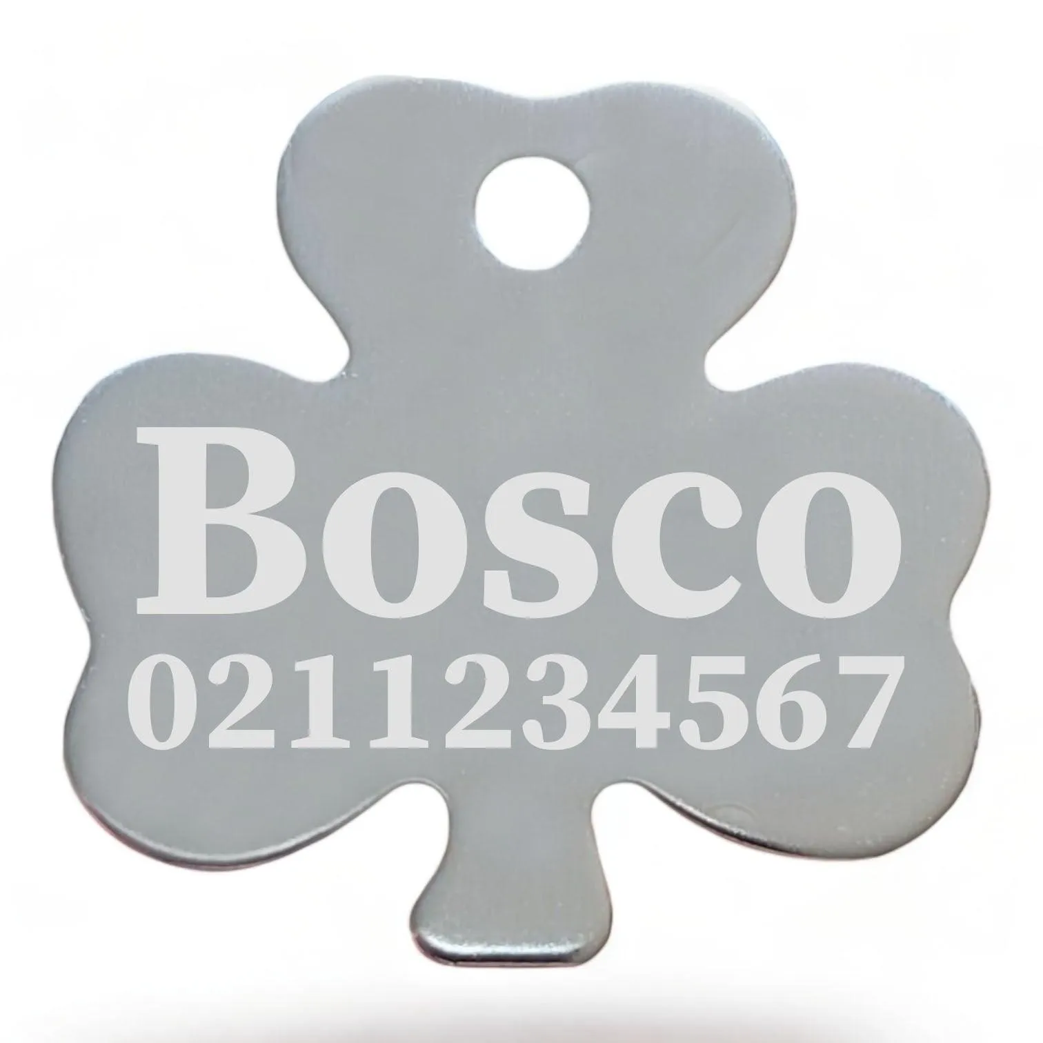 Name & Number Front | Shamrock Aluminum | Cat, Kitten & Dog ID Pet Tag