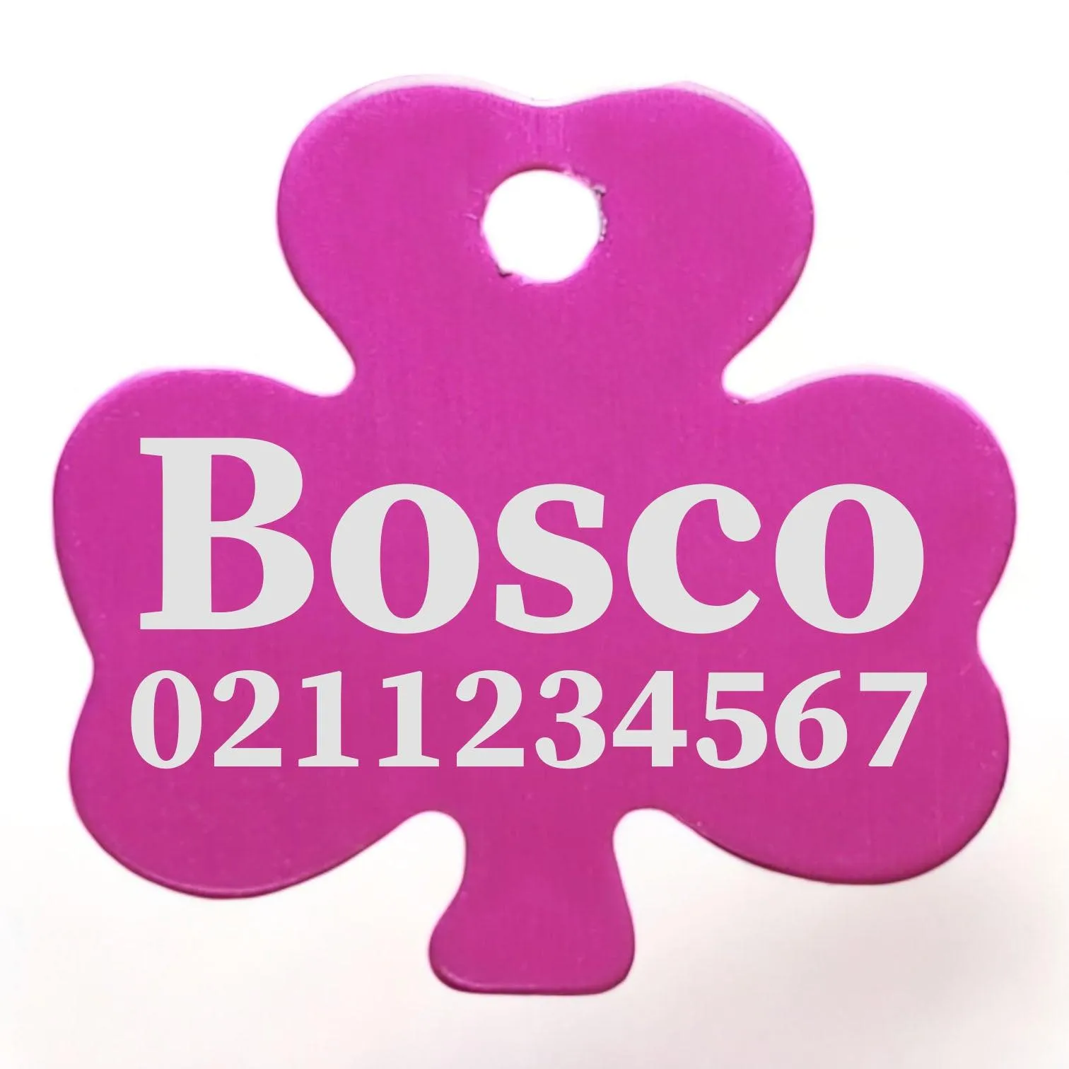 Name & Number Front | Shamrock Aluminum | Cat, Kitten & Dog ID Pet Tag