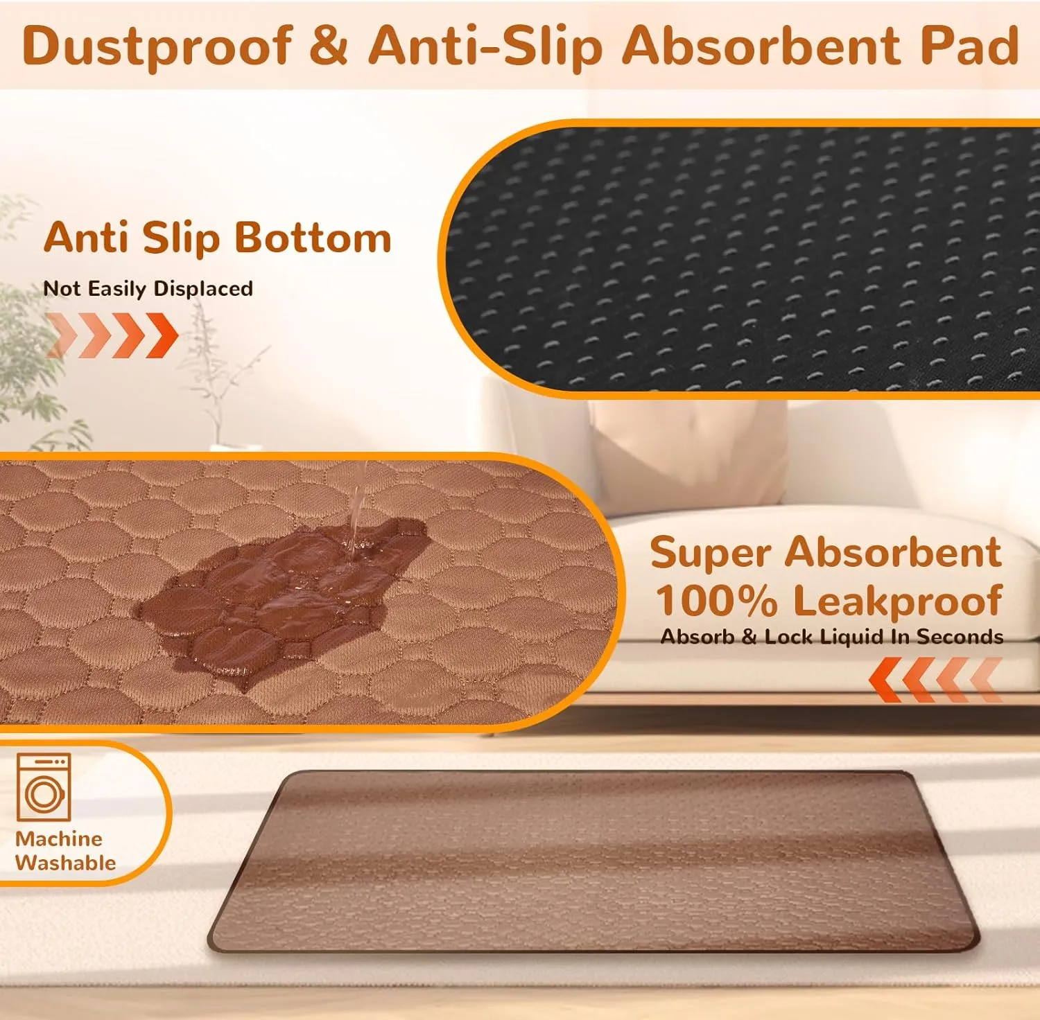 Orthopedic Dog Bed Medium Size Dog,Waterproof Chew-Proof with Memory Foam Pet Bed,Washable Removable Cover Pet Bed,Dust-Proof,Non-Slip Mat,Brown