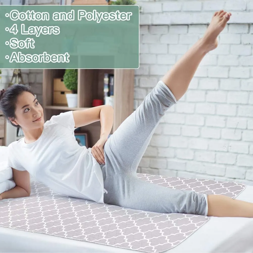 OUTCREATOR Washable Bed Pads 34" x 76" (Pack of 2), Incontinence Mattress Protector, Anti-Slip Waterproof Underpads for Adults Kids Elderly Pets, Absorbency & Reusable Bedwetting Pads (Gray)