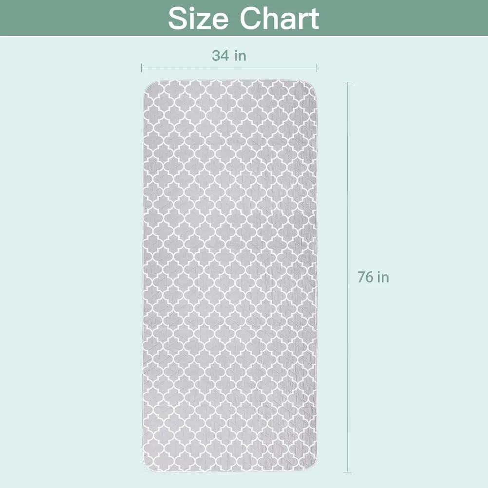 OUTCREATOR Washable Bed Pads 34" x 76" (Pack of 2), Incontinence Mattress Protector, Anti-Slip Waterproof Underpads for Adults Kids Elderly Pets, Absorbency & Reusable Bedwetting Pads (Gray)