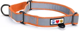 Pawtitas Personalized Martingale Dog Collar With Name, Phone Number - Reflective, Customized for Small Dogs | Orange