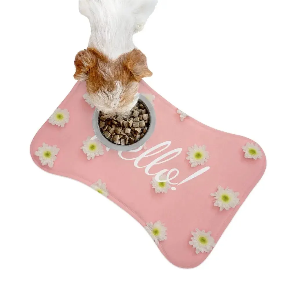 Personalize Pet Food Mat - Pink Flowers Patterns