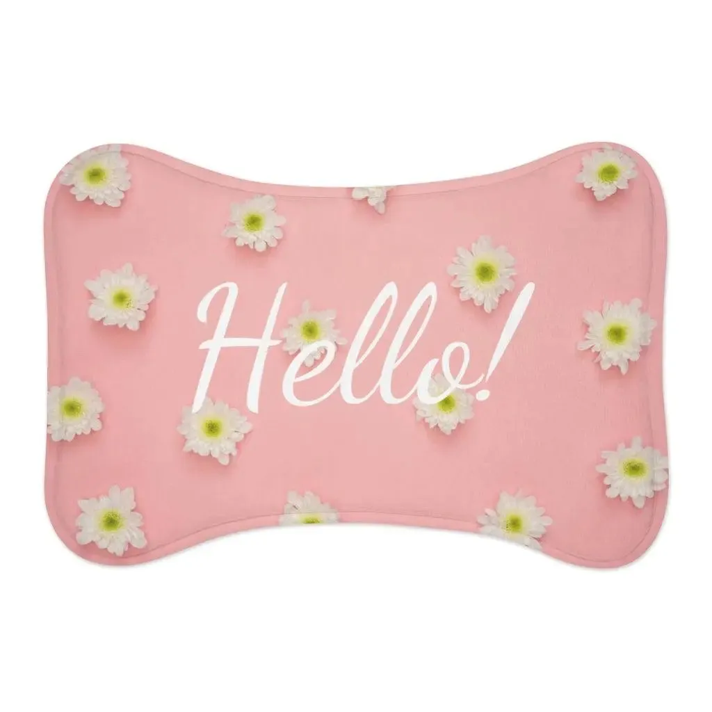 Personalize Pet Food Mat - Pink Flowers Patterns