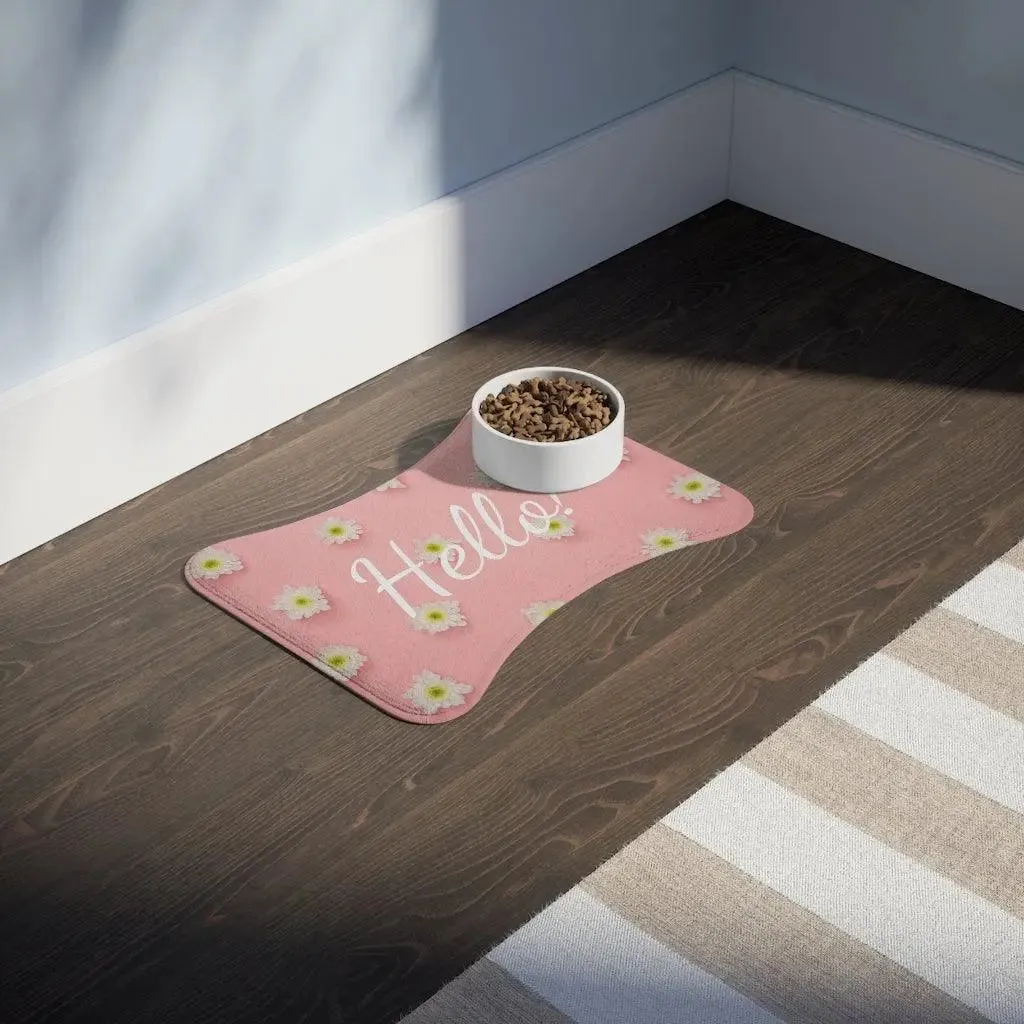 Personalize Pet Food Mat - Pink Flowers Patterns