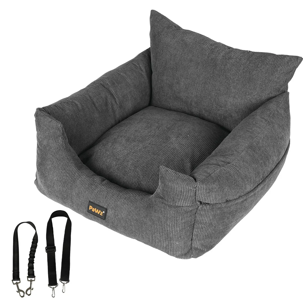 Pet Car Booster Seat Dog Protector Portable Travel Bed Removable Grey M - Grey Medium