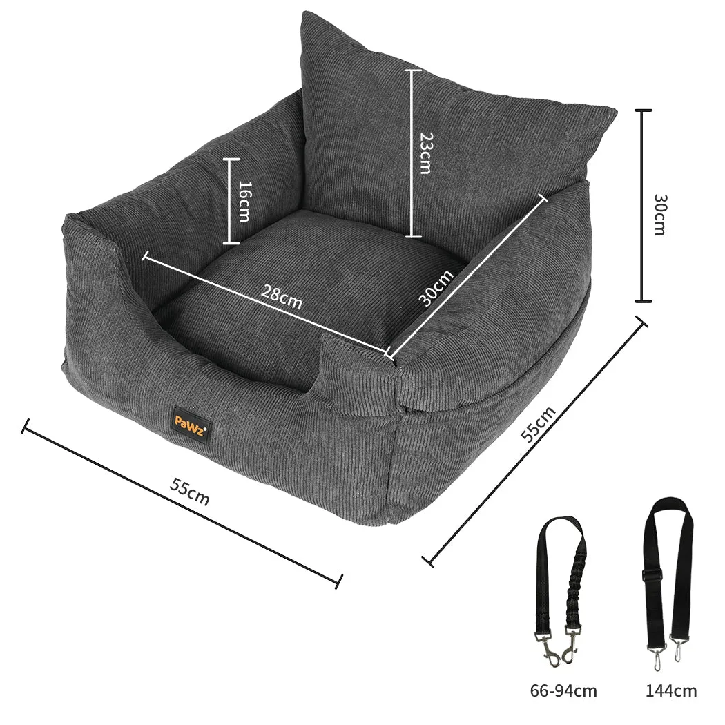 Pet Car Booster Seat Dog Protector Portable Travel Bed Removable Grey M - Grey Medium