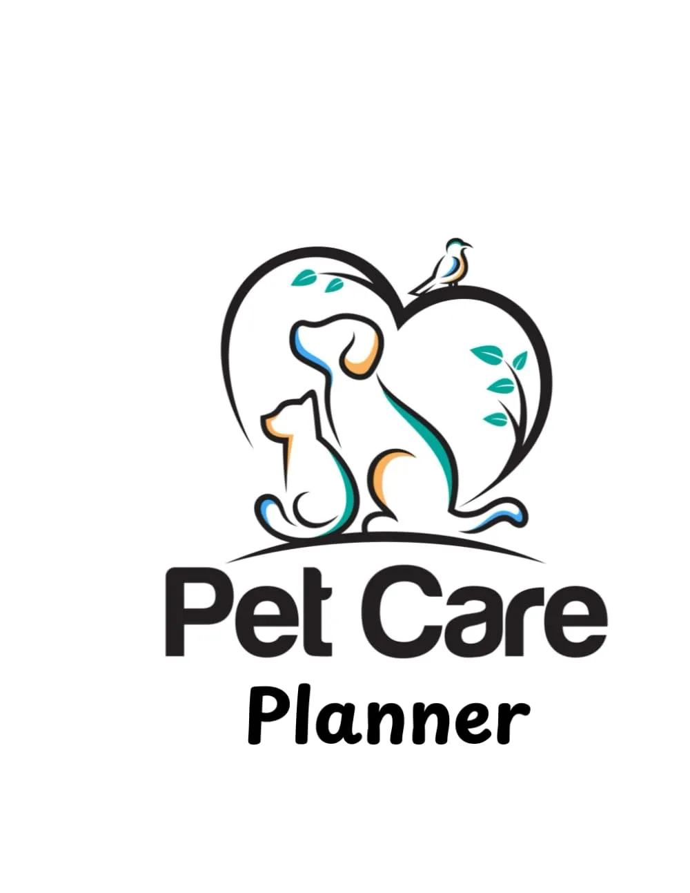Pet Care Planner | Organize and Document the Care of Your Pet: Black Outline of Dog, Cate, Heart, and Bird Paperback  December 19, 2024