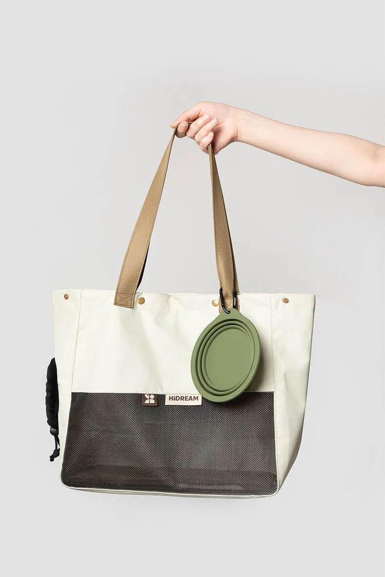 Pet Carry-On: Portable Cat Carrier Bag with Folding Silicone Bowls - Convenient Handbag for Dog and Cat Travel, Perfect for Outings and Adventures!
