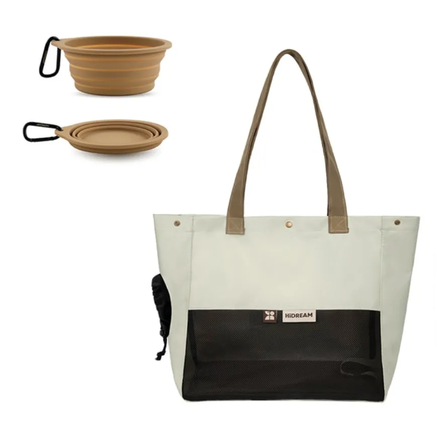 Pet Carry-On: Portable Cat Carrier Bag with Folding Silicone Bowls - Convenient Handbag for Dog and Cat Travel, Perfect for Outings and Adventures!