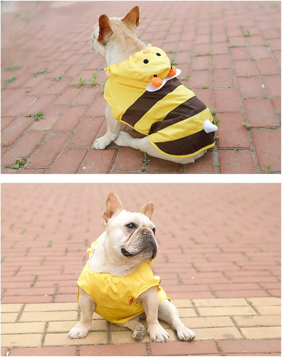 Pet Raincoat, Dog Waterproof Hoodies Rain Jacket Bee Lightweight Rain Coat for Corgi Tidy and Small Medium Dog (LL)
