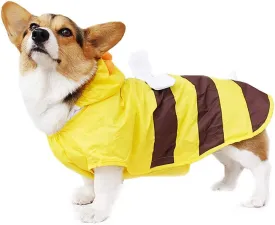 Pet Raincoat, Dog Waterproof Hoodies Rain Jacket Bee Lightweight Rain Coat for Corgi Tidy and Small Medium Dog (LL)