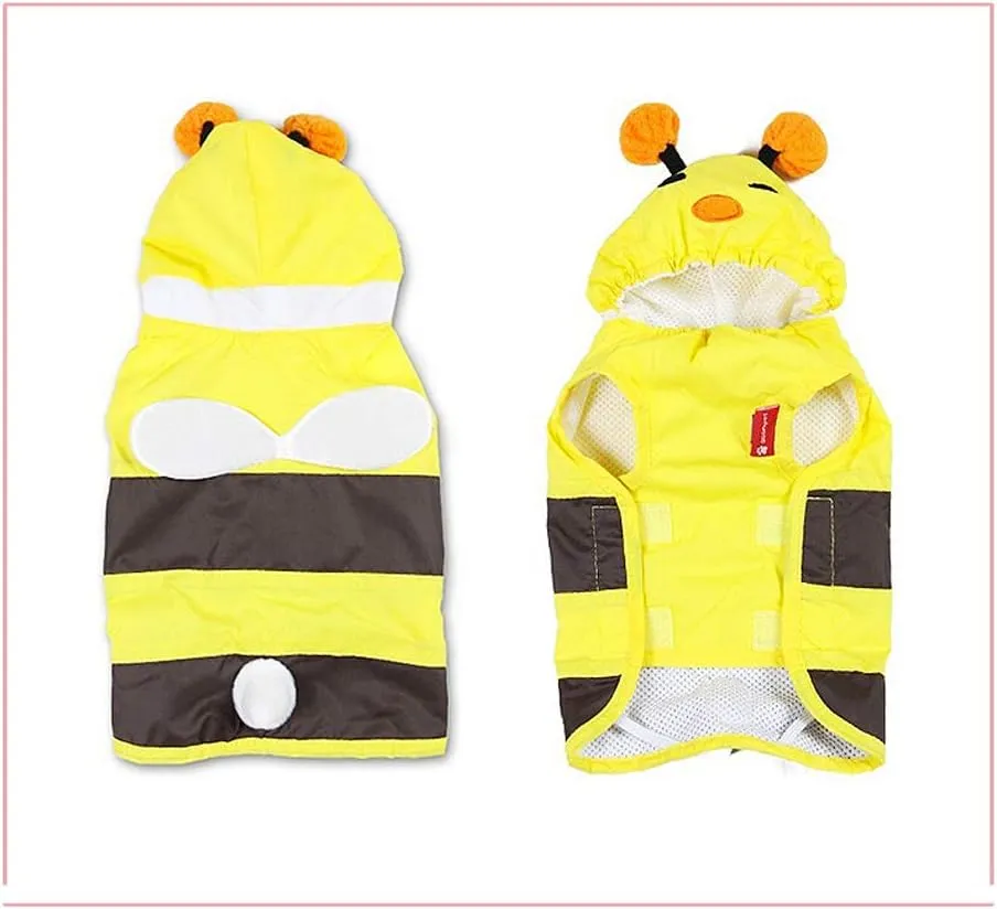 Pet Raincoat, Dog Waterproof Hoodies Rain Jacket Bee Lightweight Rain Coat for Corgi Tidy and Small Medium Dog (LL)