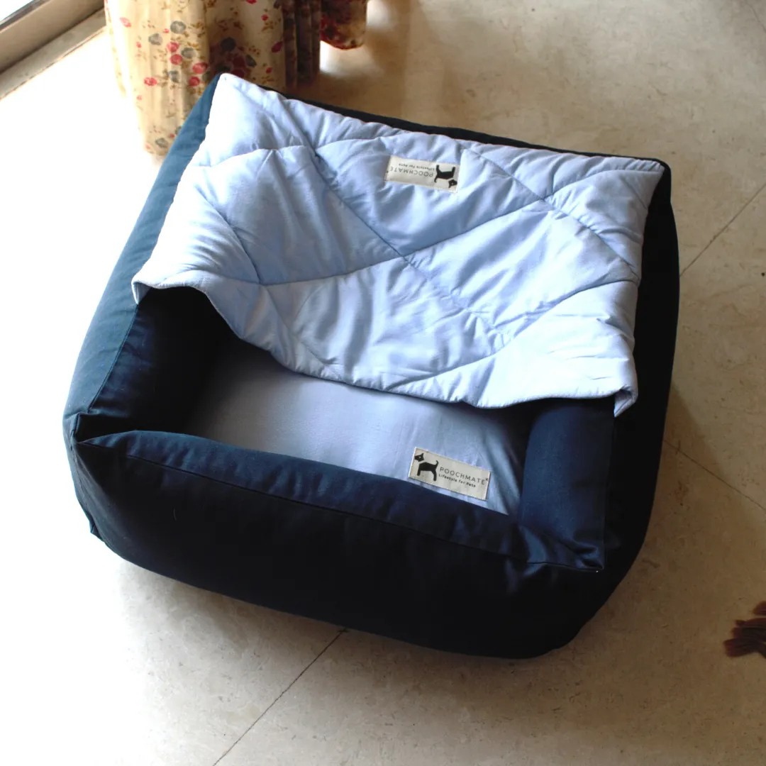 PoochMate Nesting Cat and Puppy Bed : Dreamscape Blue