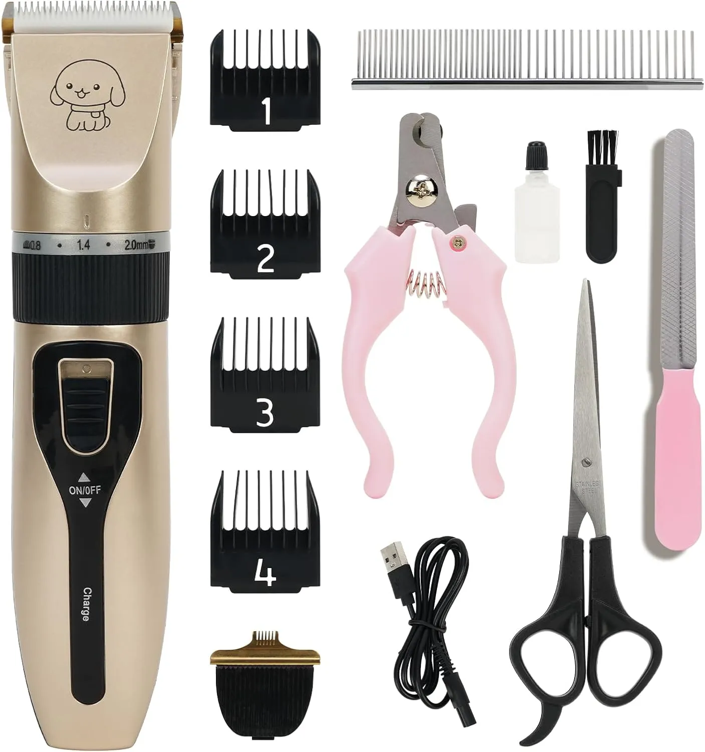 PRO LASHBEAUTY Dog Grooming Kit,Dog Clippers for Grooming,Low Noise, Electric Quiet, Rechargeable, Pet Hair Thick Coats Clippers Trimmers Set, Suitable for Dogs, Cats, and Other Pets