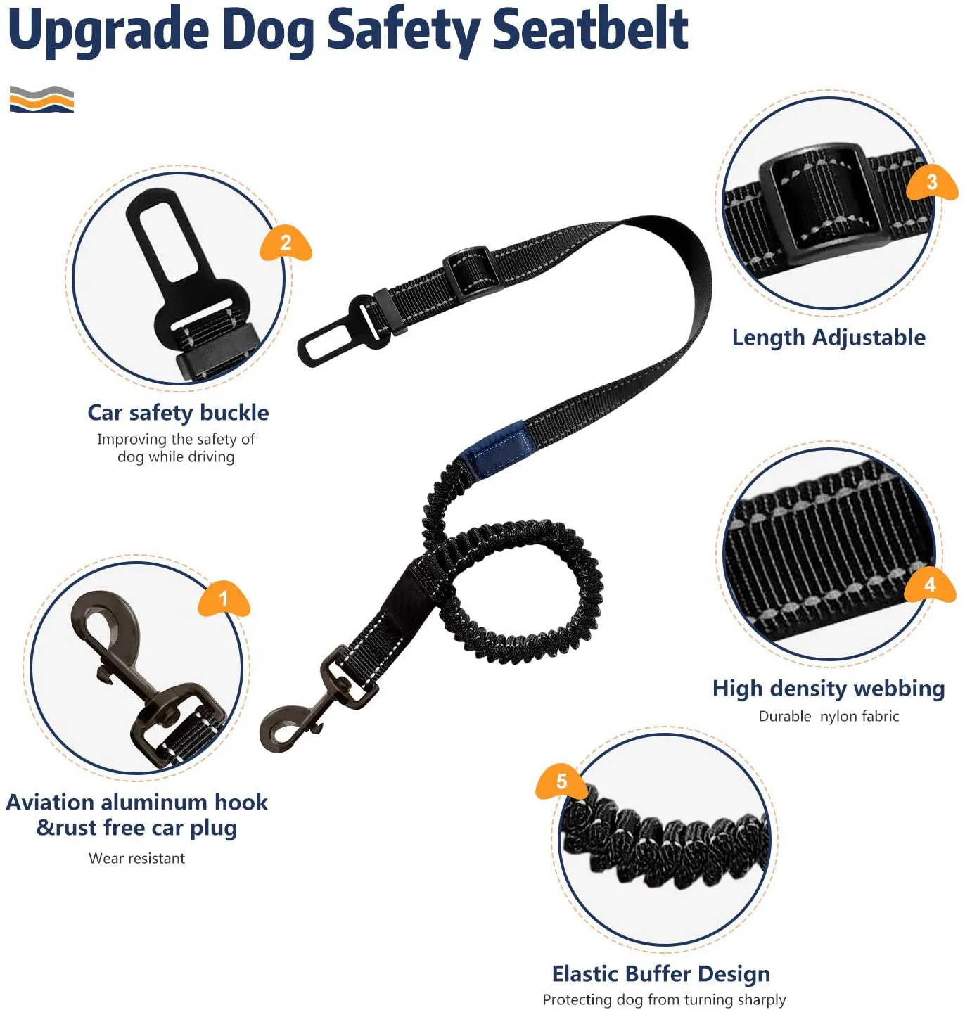 QUMY Adjustable Dog Seat Belt for Car