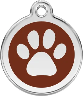 Red Dingo Personalized Paw Print Pet ID Dog Tag (Medium Brown)