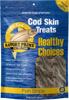 Savory Prime Cod Skin Fish Strips, 8-Ounce (49662008), All Breed Sizes