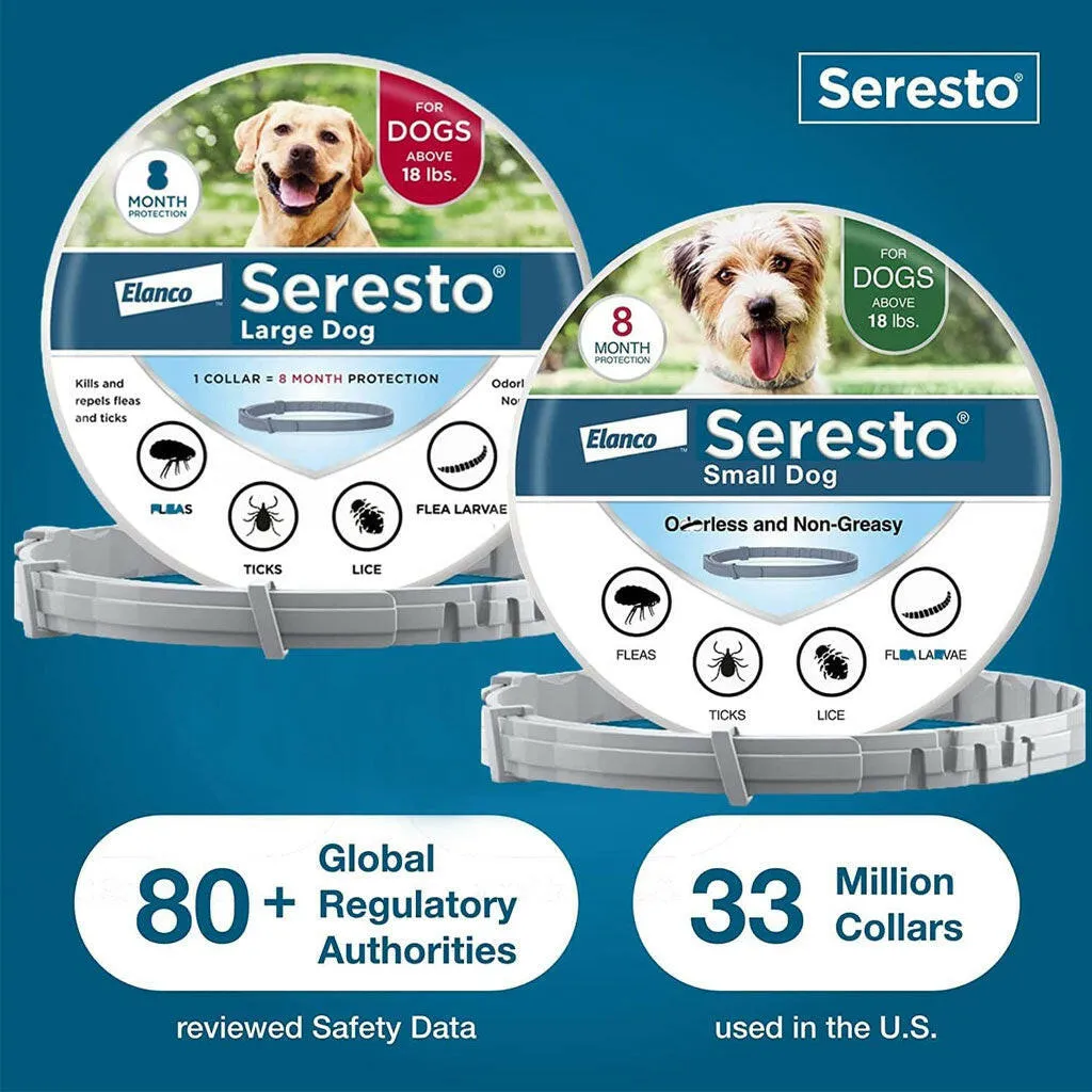 Seresto Flea & Tick Collar for Dogs, over 18 lbs   Flea & Tick Collar for Dogs, up to 18 lbs