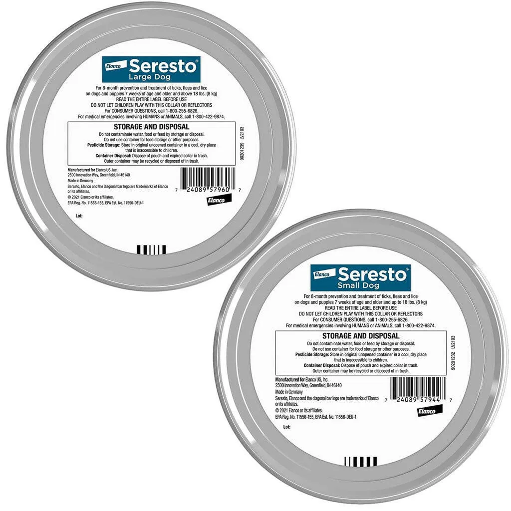 Seresto Flea & Tick Collar for Dogs, over 18 lbs   Flea & Tick Collar for Dogs, up to 18 lbs