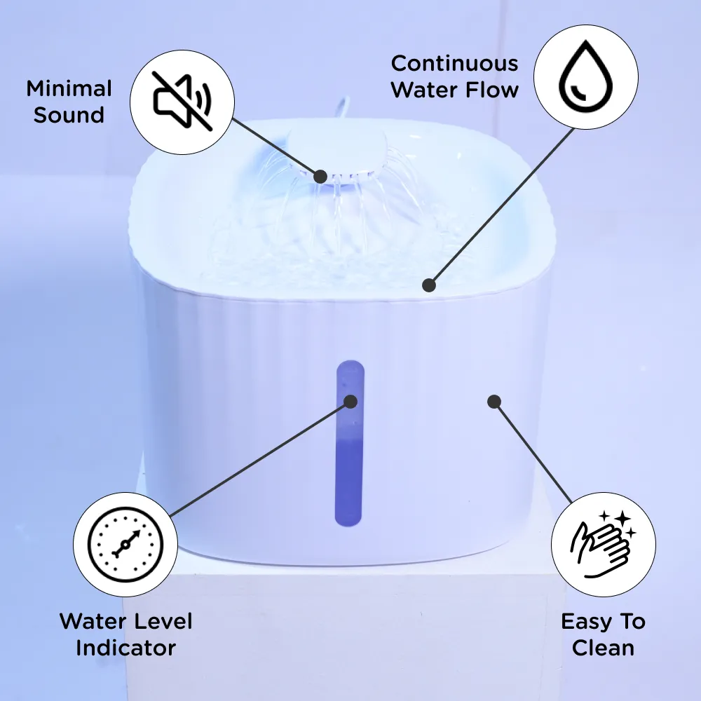 Skatrs Water Fountain with Adapter for Dogs and Cats (White)