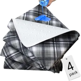 SPRINGSPIRIT Washable Underpads 4 Pack 34 x 36 Heavy Absorbency Reusable Incontinence Bed Wetting Pads, Waterproof Chucks Pads for Kids, Adults, Elderly, and Pets, Washable Pee Pads for Dogs, Plaid
