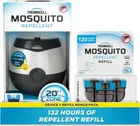 Thermacell E-Series Rechargeable Mosquito Repeller with 20 Mosquito Protection Zone; Bug Spray Alternative; Scent Free