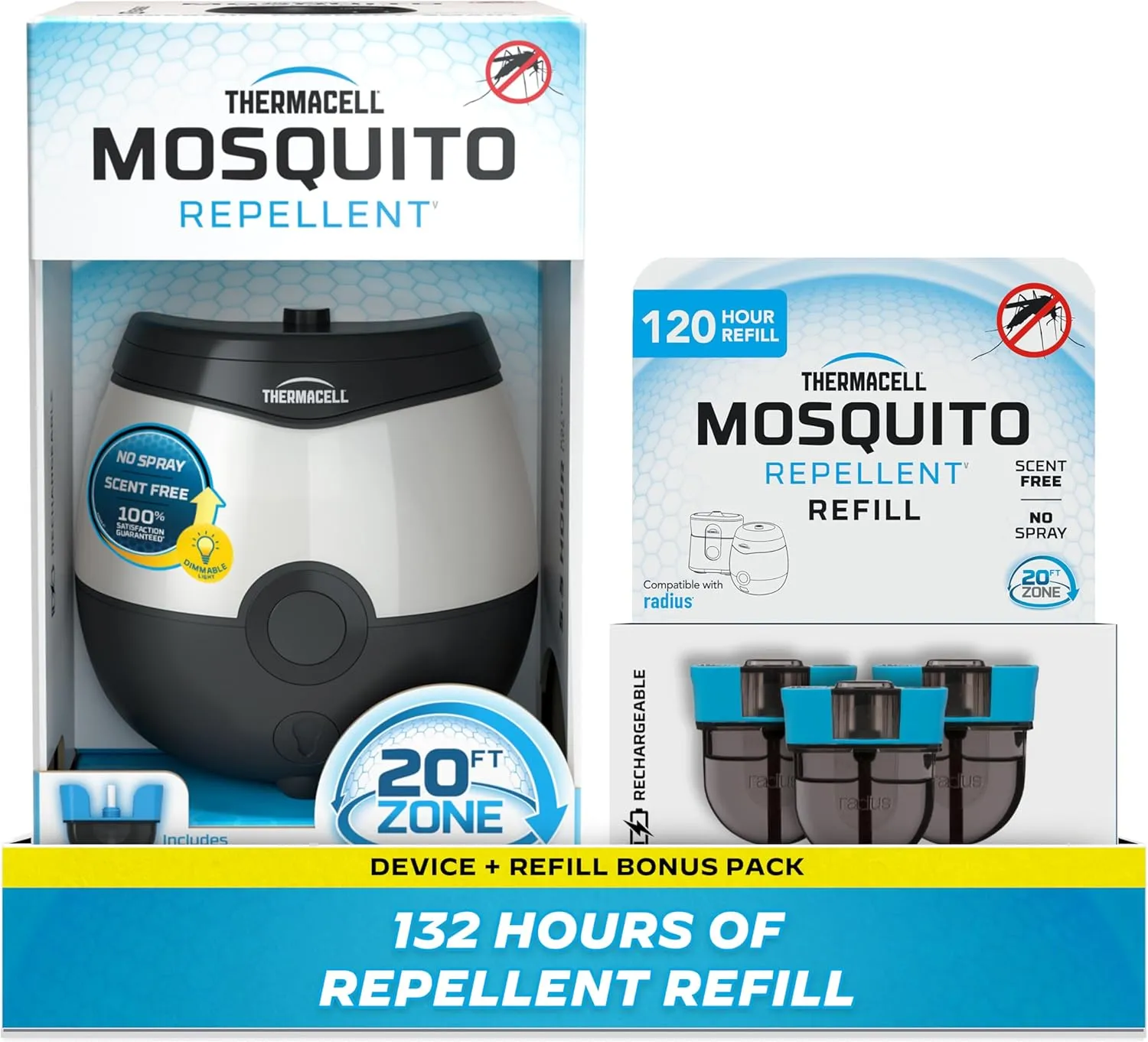 Thermacell E-Series Rechargeable Mosquito Repeller with 20 Mosquito Protection Zone; Bug Spray Alternative; Scent Free