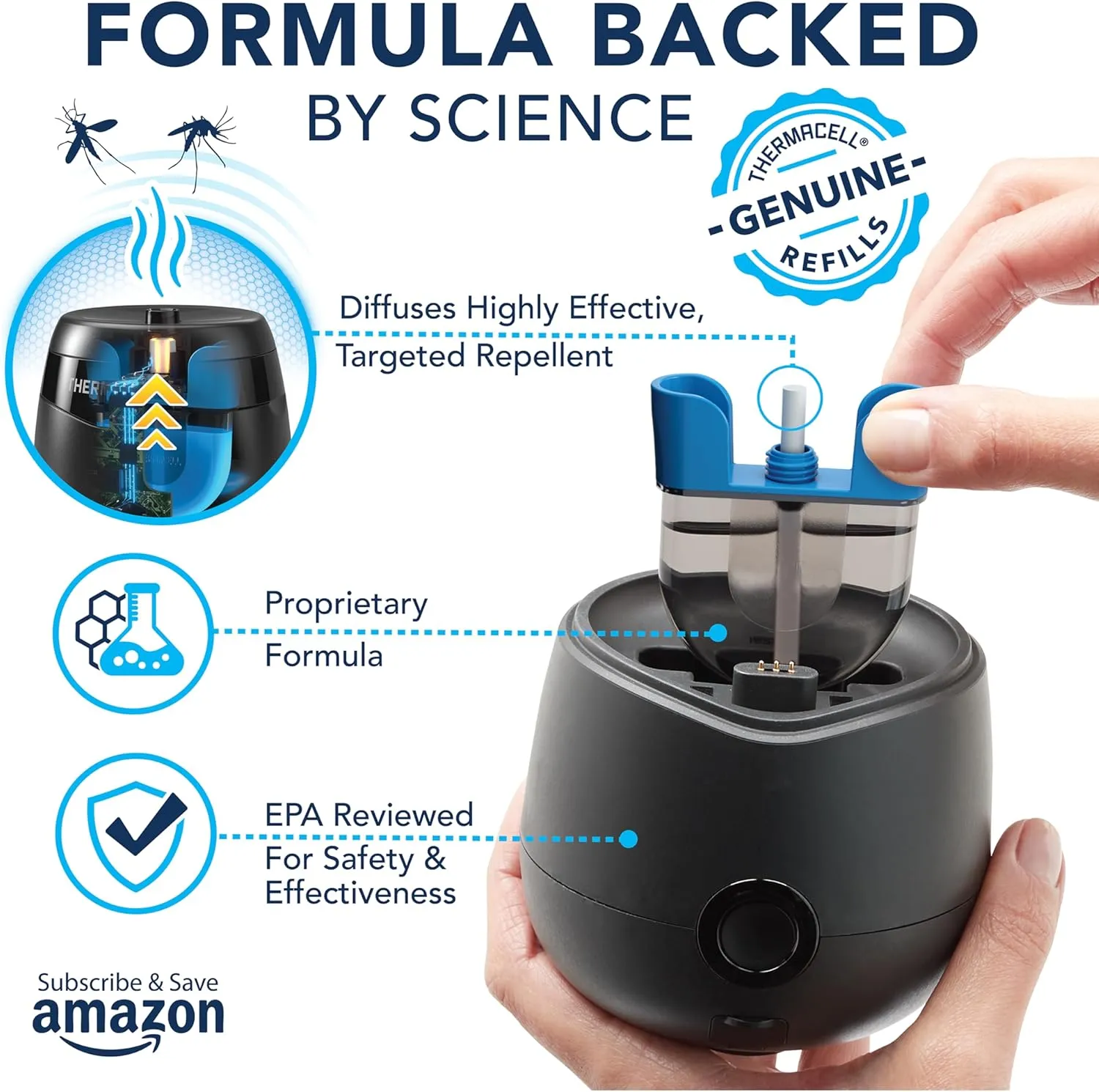 Thermacell E-Series Rechargeable Mosquito Repeller with 20 Mosquito Protection Zone; Bug Spray Alternative; Scent Free