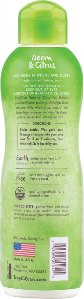 TropiClean Neem & Citrus Flea & Tick Relief Shampoo for Dogs