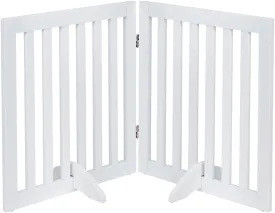 unipaws 24H Free Standing Pet Gate for Dog Cat, Wooden Dog Gates for Doorway, Stairs, Step Over Foldable Pet Fence for The House, Expandable Doggy Barrier, Indoor Use, White