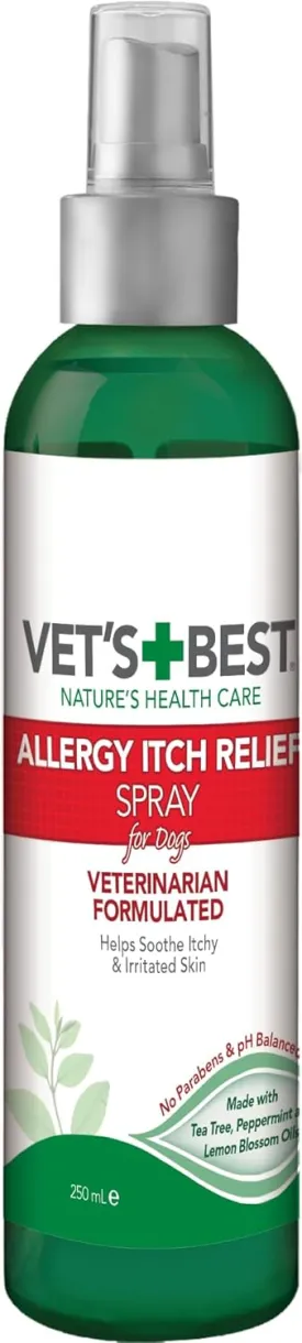 Vet's Best Allergy Itch Relief Spray for Dogs | Soothes Dog Dry Skin | Relieves The Urge to Itch, Lick, and Scratch | 8 Ounces