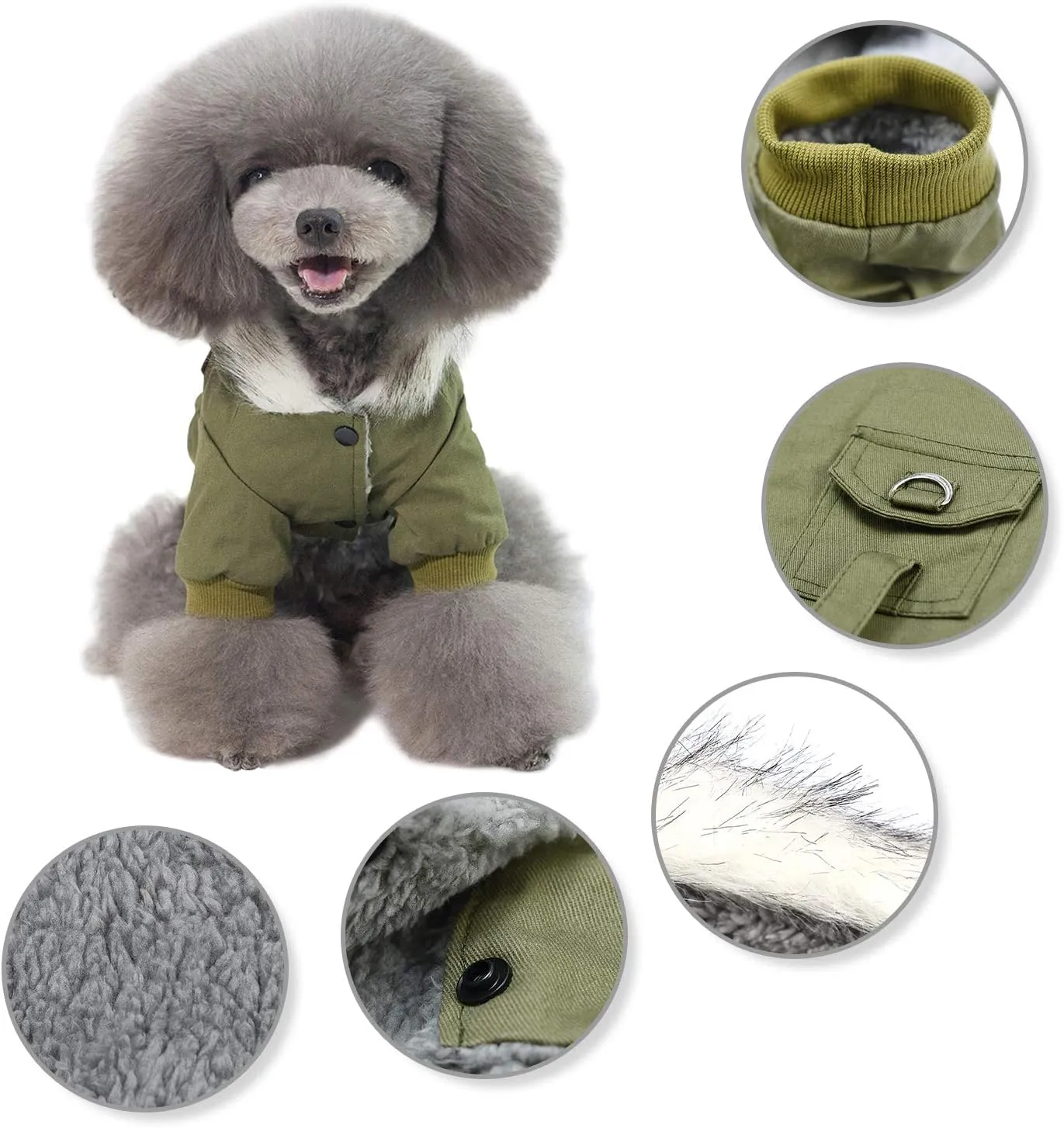 Warm Dog Hooded Trench Coat Windproof Parka Jacket for Cold Weather (S, Green)