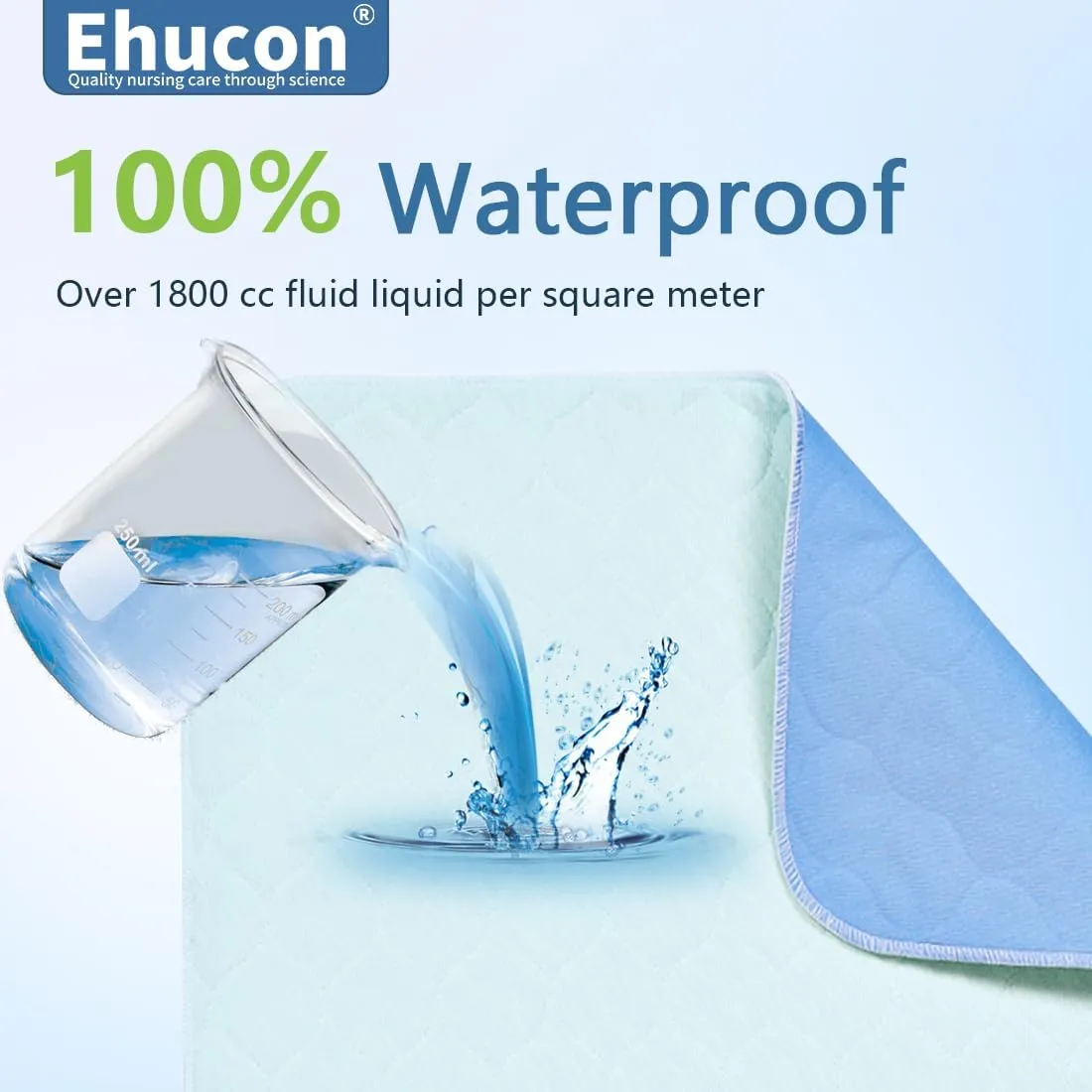 Washable Underpads - 19.7" x 19.7" (1 Pack) - 4-Layer Soft High Absorbency, Waterproof and Reusable Bed Pads for Incontinence