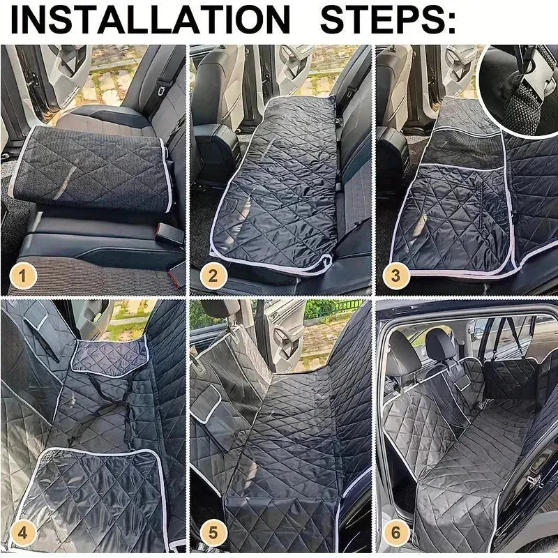 Waterproof Dog Car Seat Cover with Mesh Window & Storage Pocket