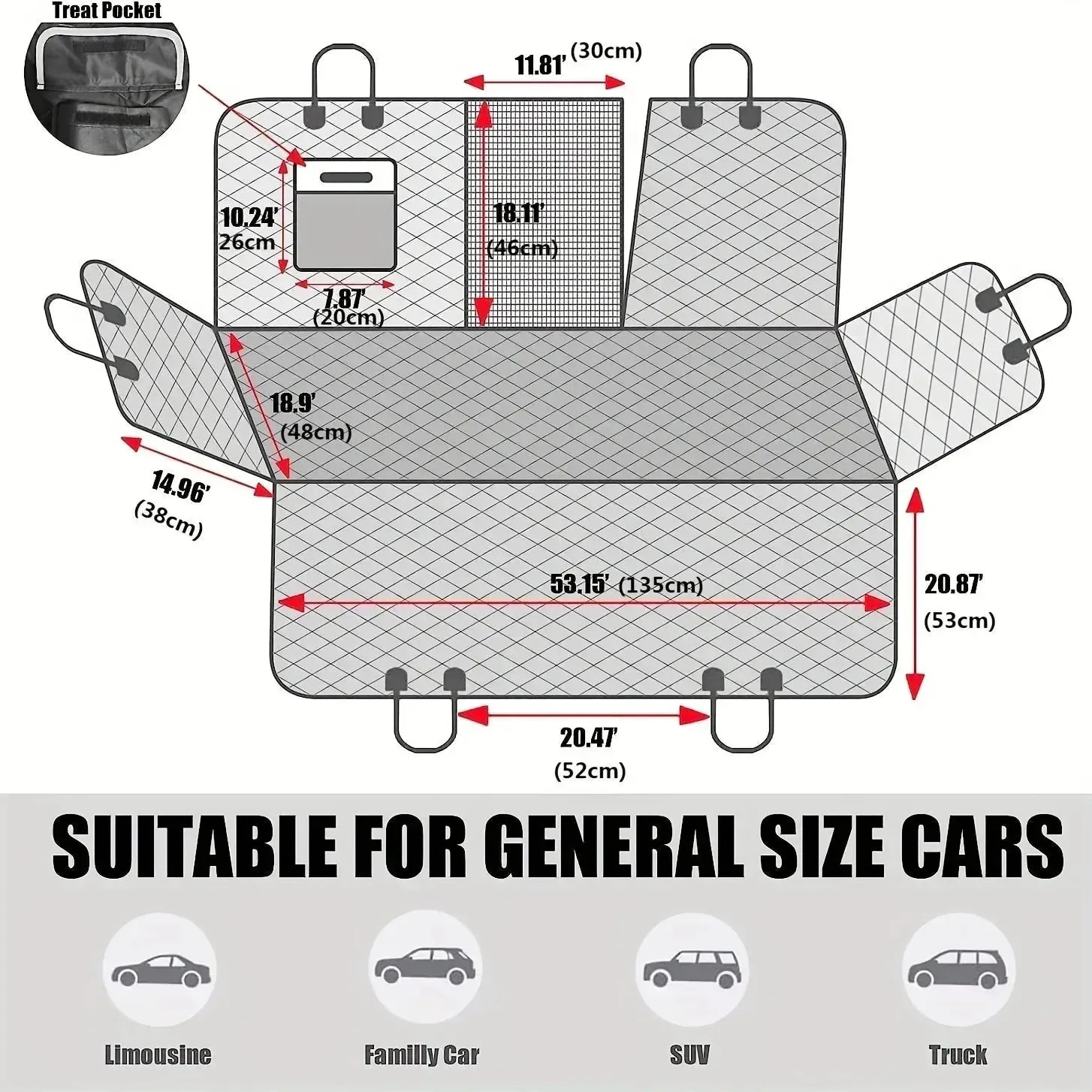 Waterproof Dog Car Seat Cover with Mesh Window & Storage Pocket