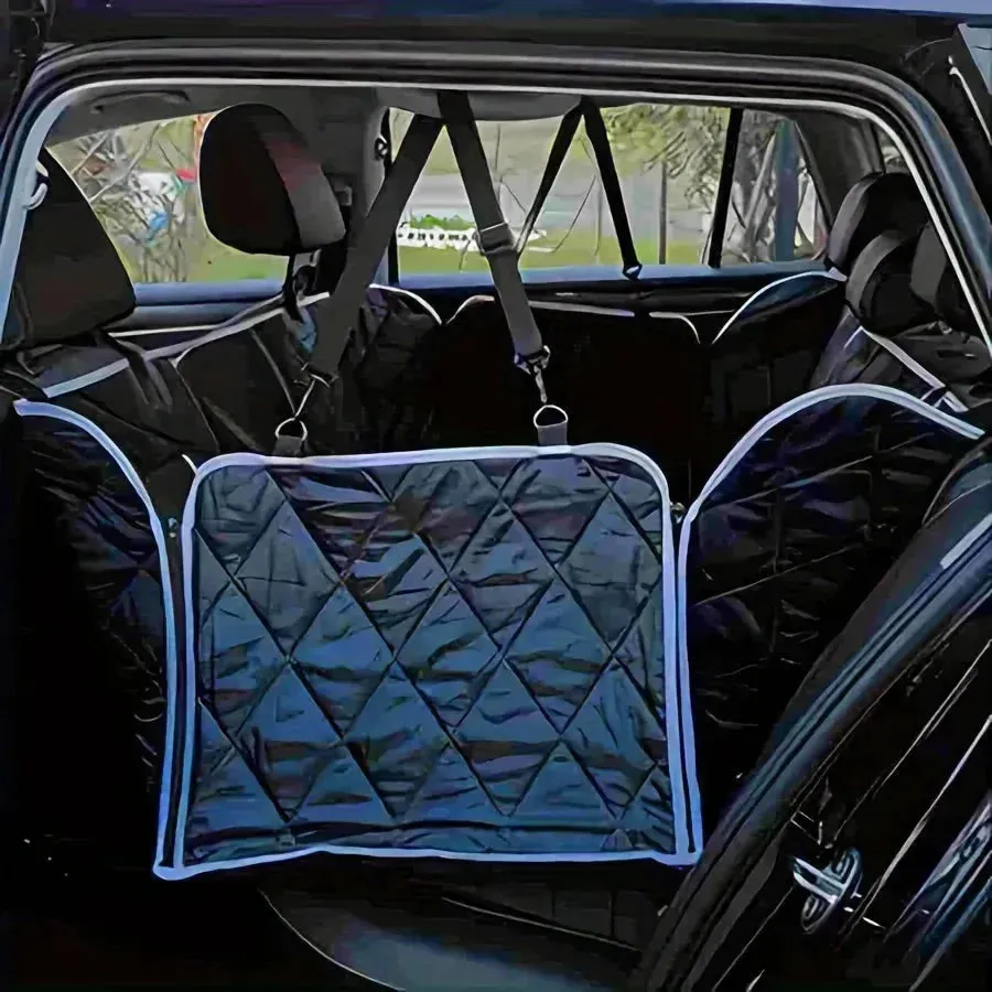 Waterproof Dog Car Seat Cover with Mesh Window & Storage Pocket