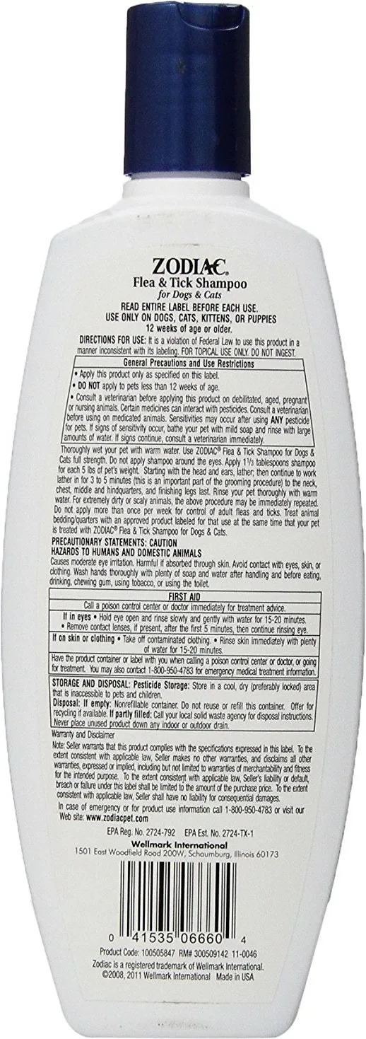 Zodiac Flea & Tick Shampoo for Dogs & Cats